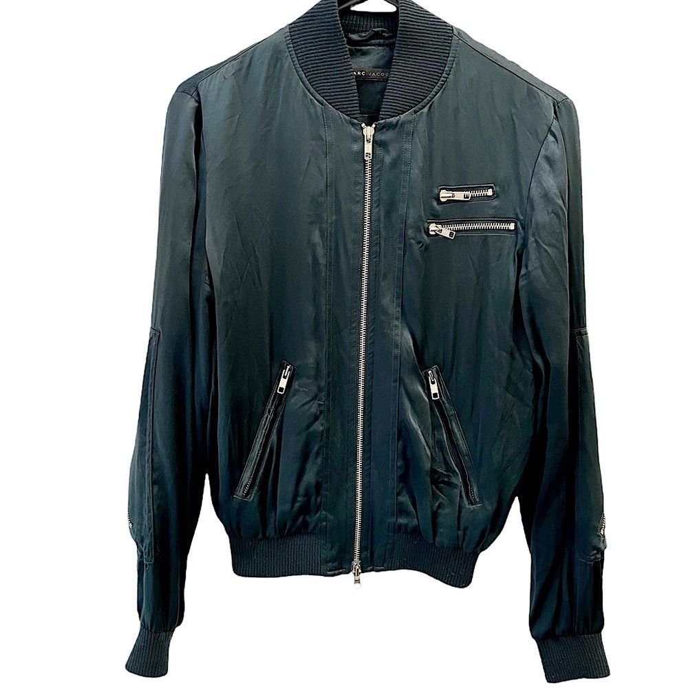 MARC JACOBS Black Satin Bomber Jacket